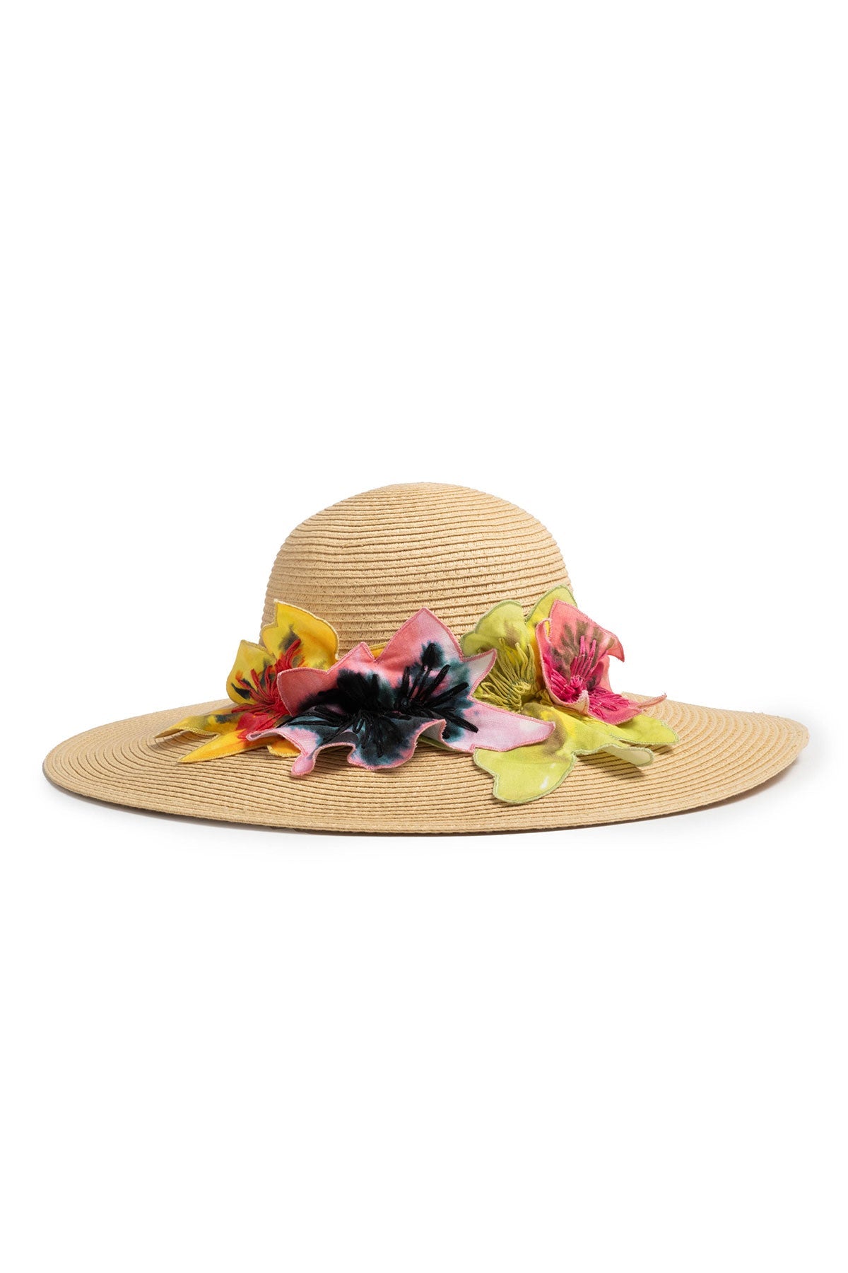 Ophelia Embroidered Cut-Out 3D Applique Straw Hat Natural Natori