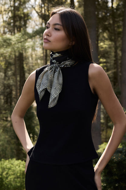 Silk Scarf Imperial Dragon Black/White Natori