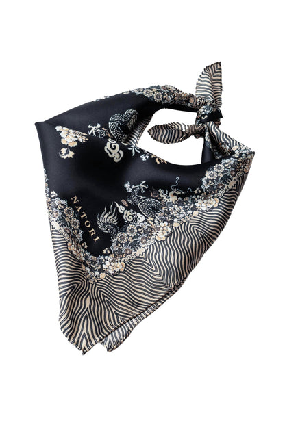 Silk Scarf Imperial Dragon Black/White Natori