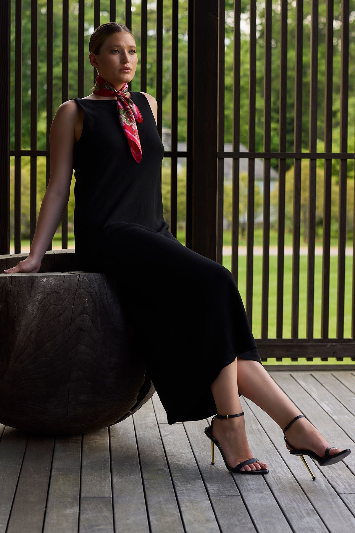 Silk Scarf Chrysanthemum Red Natori