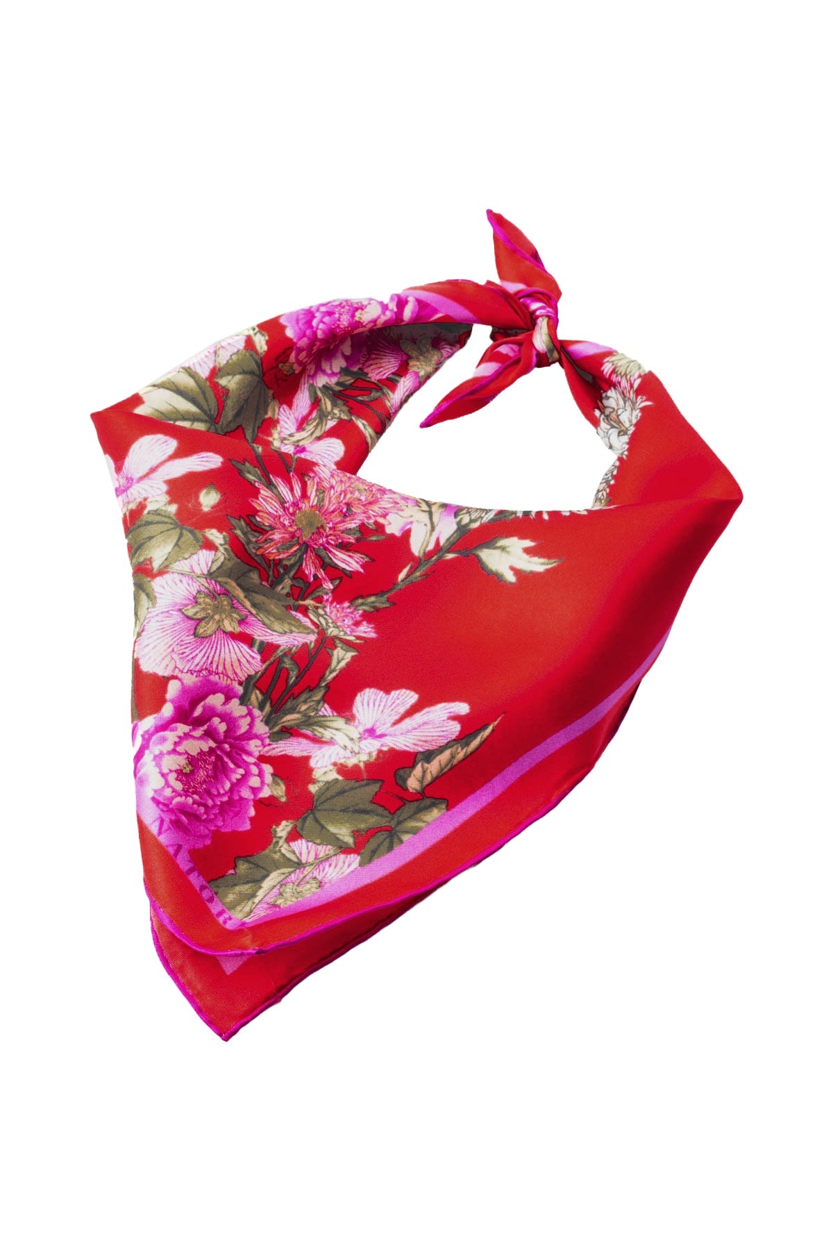 Silk Scarf Chrysanthemum Red Natori