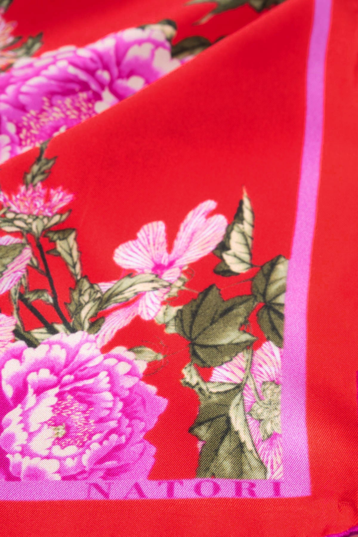 Silk Scarf Chrysanthemum Red Natori