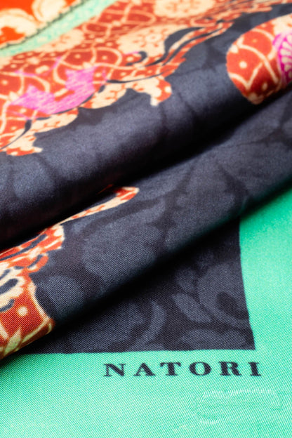Silk Long Scarf Mikado Black Multi Natori