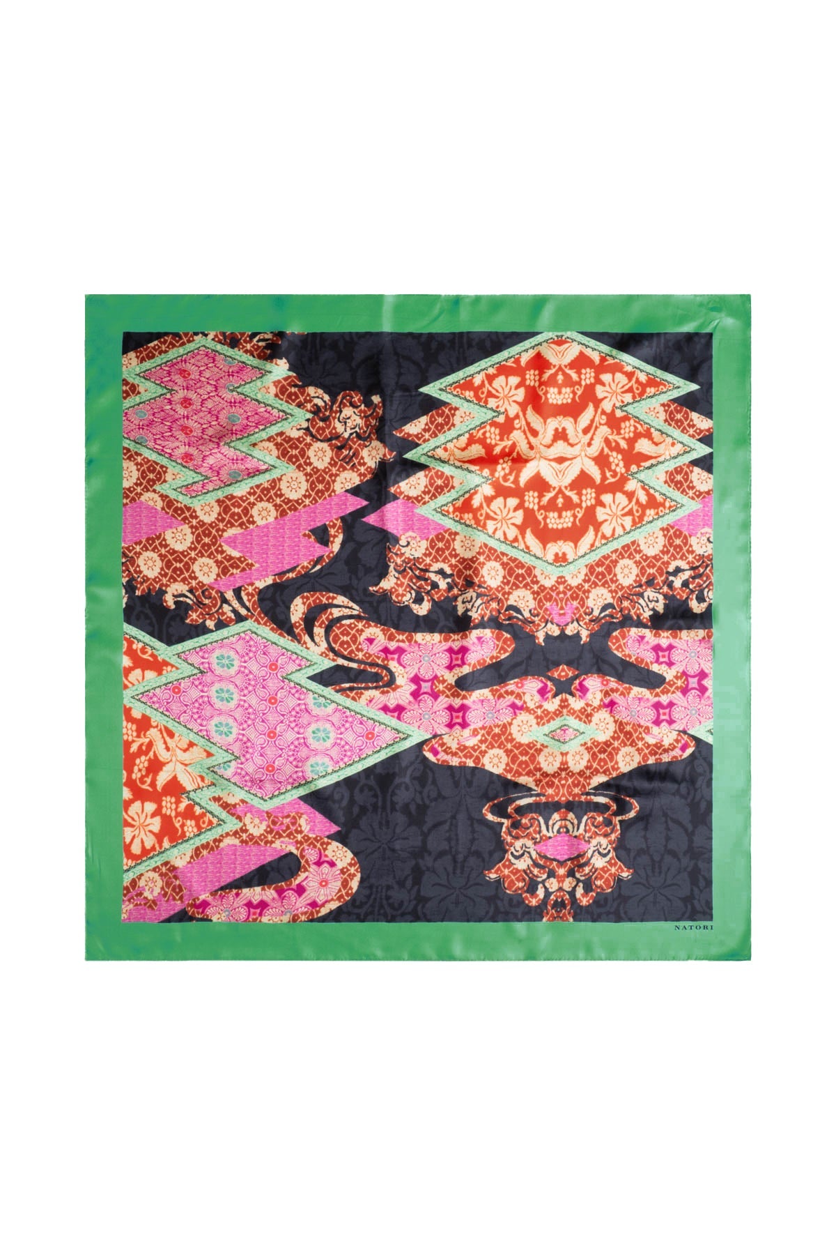 Silk Long Scarf Mikado Black Multi Natori