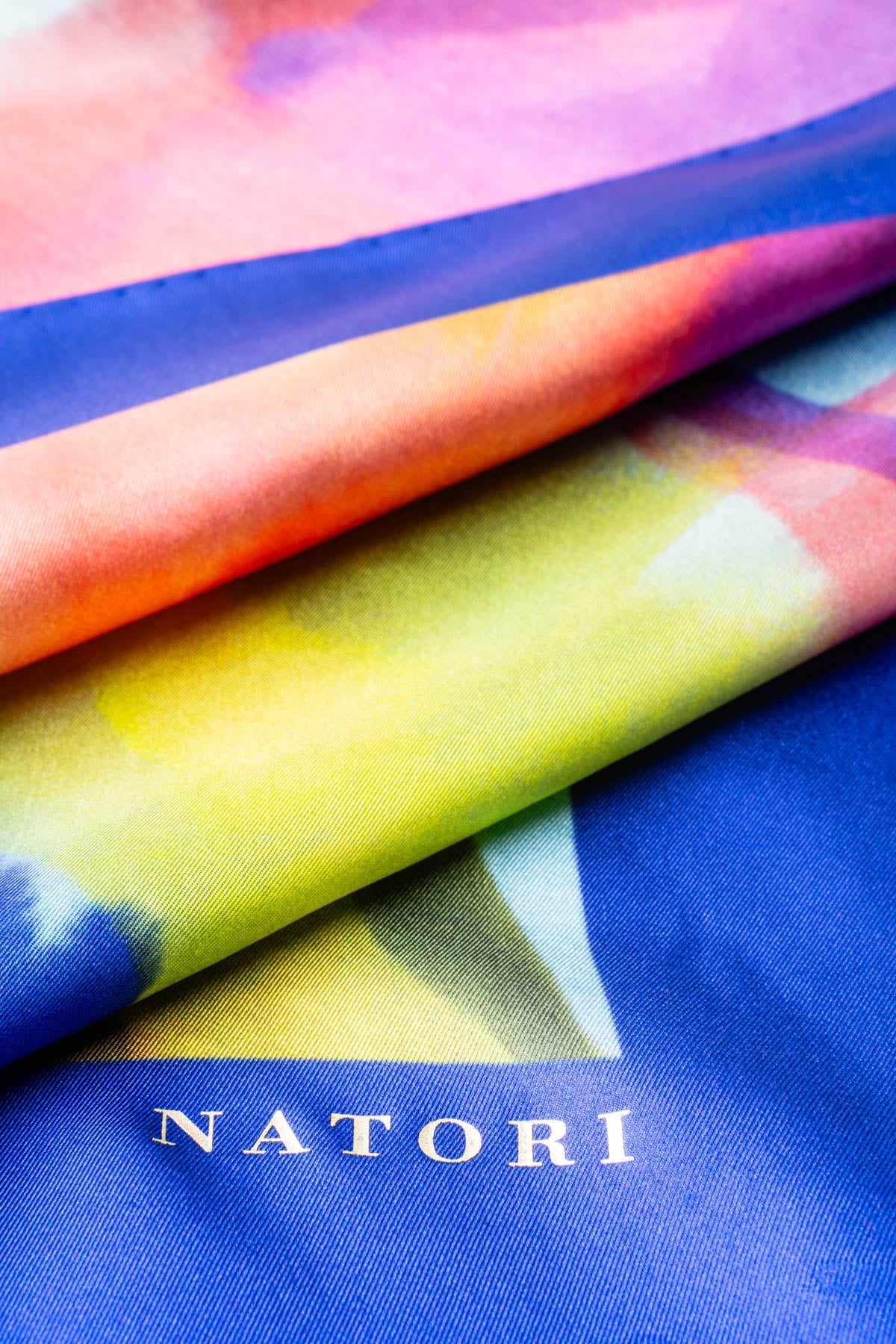 Silk Long Scarf Kumo Blue Multi Natori