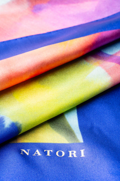Silk Long Scarf Kumo Blue Multi Natori
