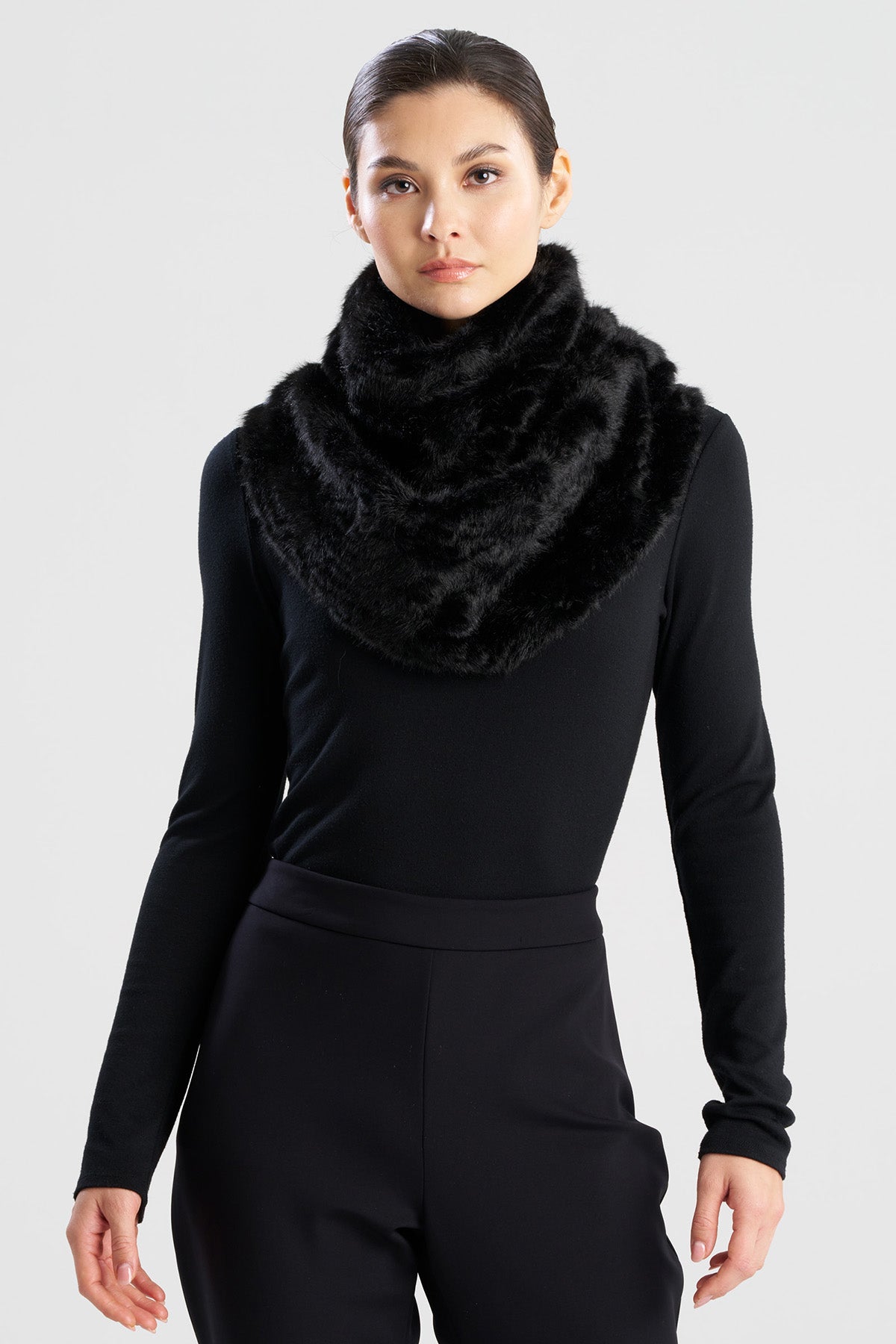 Astrakhan Faux Fur Snood Black Natori