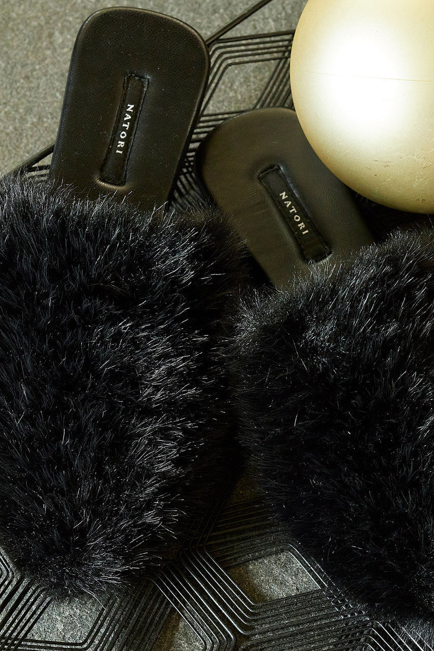 Buy Faux Mink Slide in Black Online Black Natori