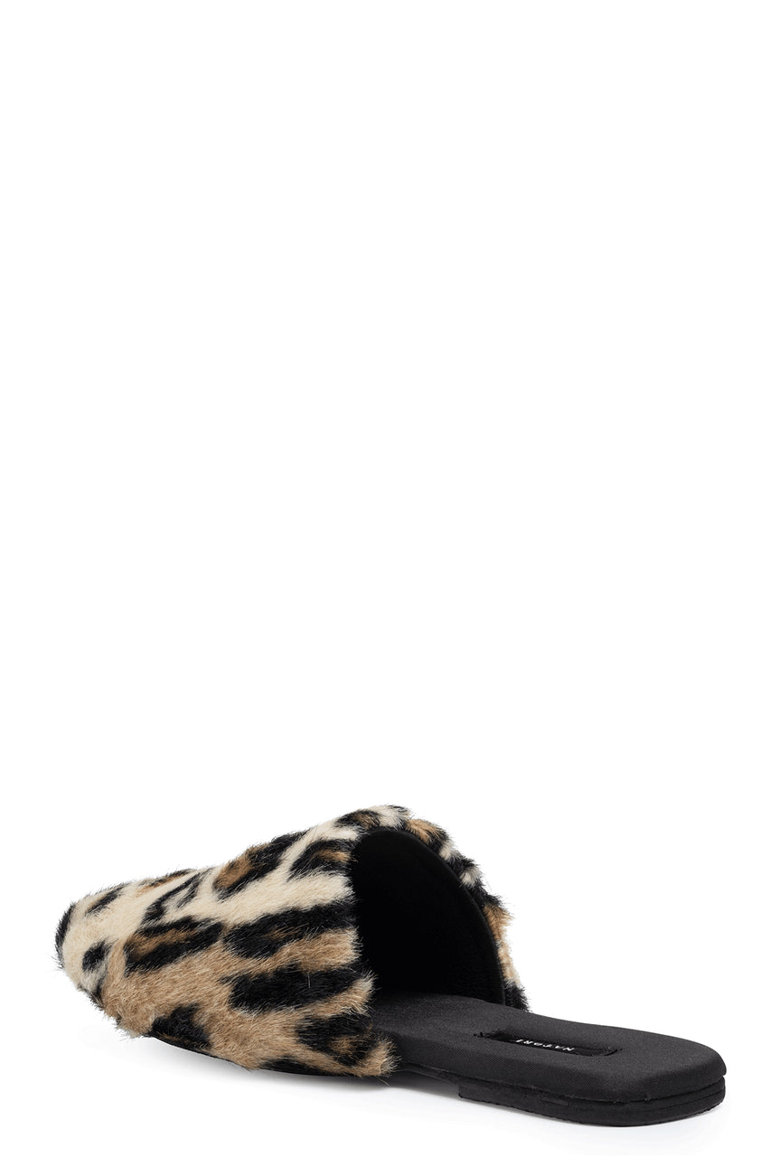 Buy Faux Leopard Fur Slide in Natural Online Natural Natori