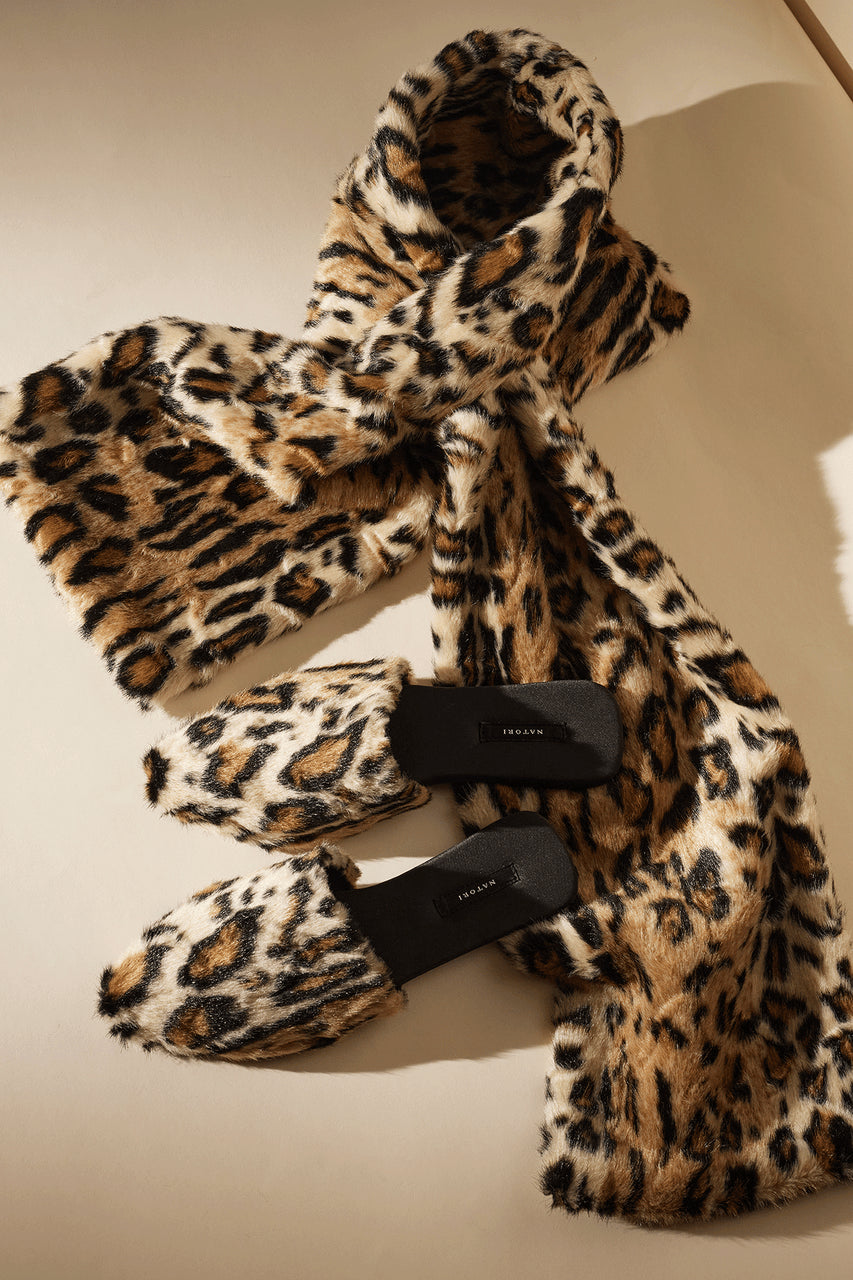 Buy Faux Leopard Fur Slide in Natural Online Natural Natori
