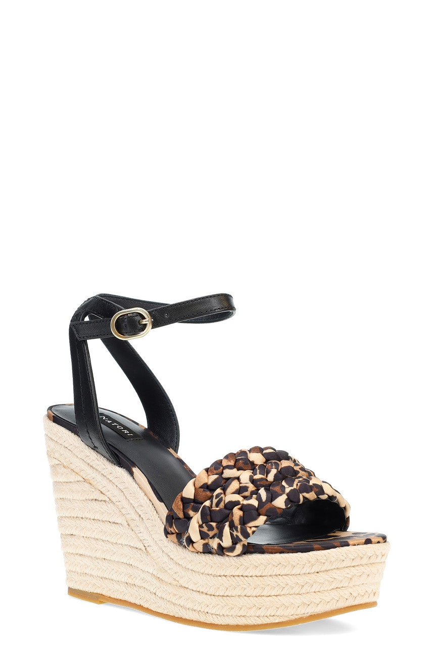 Buy Rae Luxe Leopard Hinami Braided Wedge Sandals in Chestnut Online Chestnut Natori