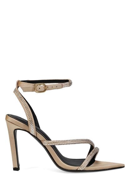 Reiki Satin Embellished Ankle Strap Heel Champagne Natori