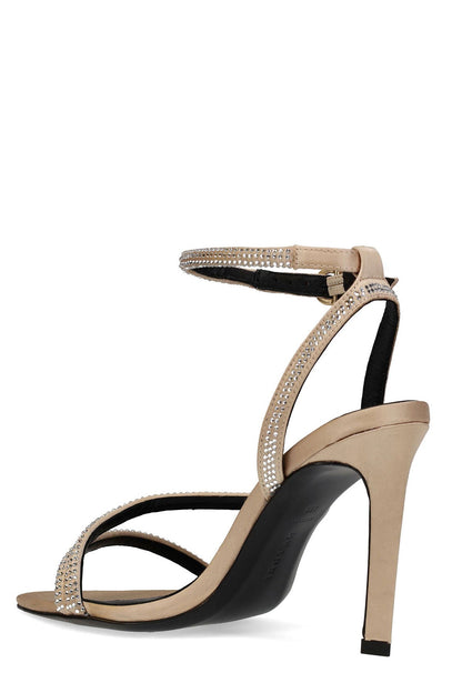 Reiki Satin Embellished Ankle Strap Heel Champagne Natori