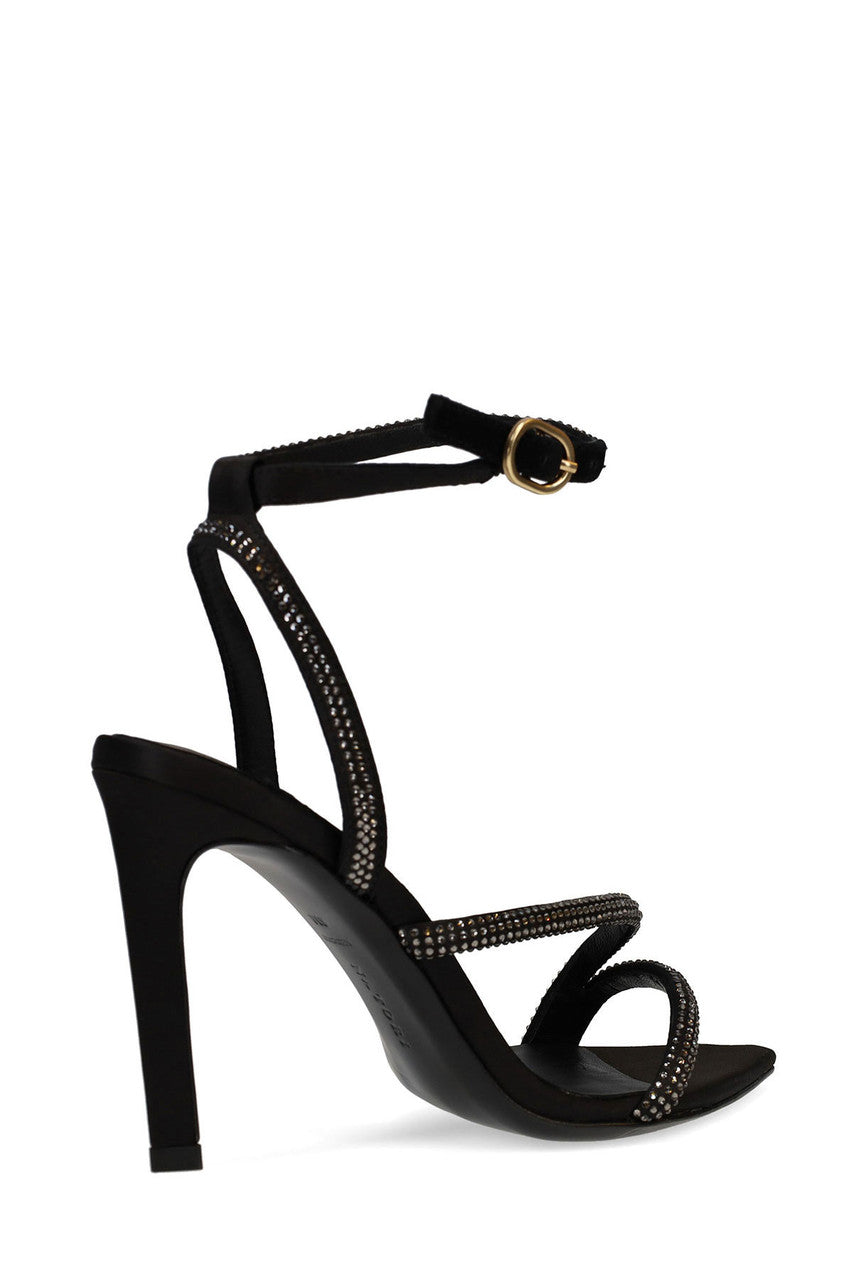 Buy Reiki Satin Embellished Ankle Strap Heel in Black Online Black Natori