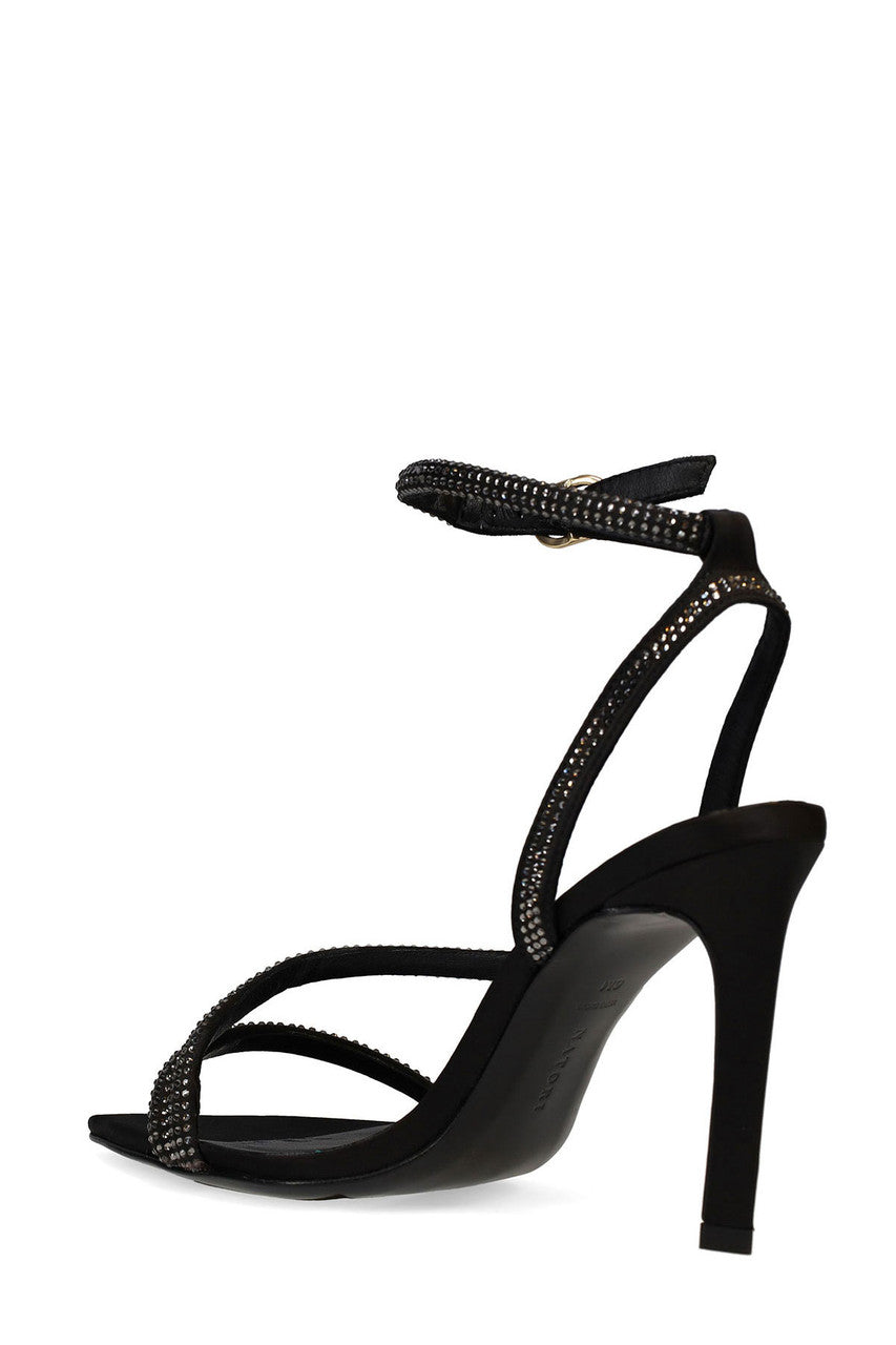 Buy Reiki Satin Embellished Ankle Strap Heel in Black Online Black Natori
