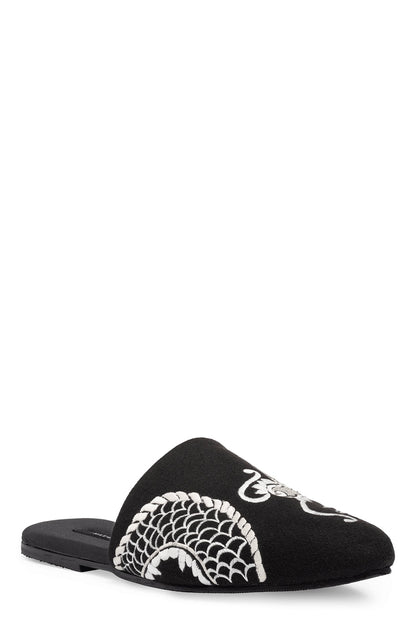 Buy Dragon Embroidered Felt Slide in Black Online Black Natori
