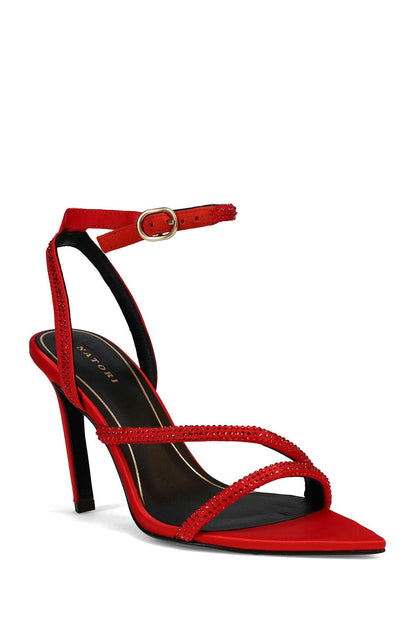 Buy Reiki Satin Embellished Ankle Strap Heel in Brocade Red Online Brocade Red Natori
