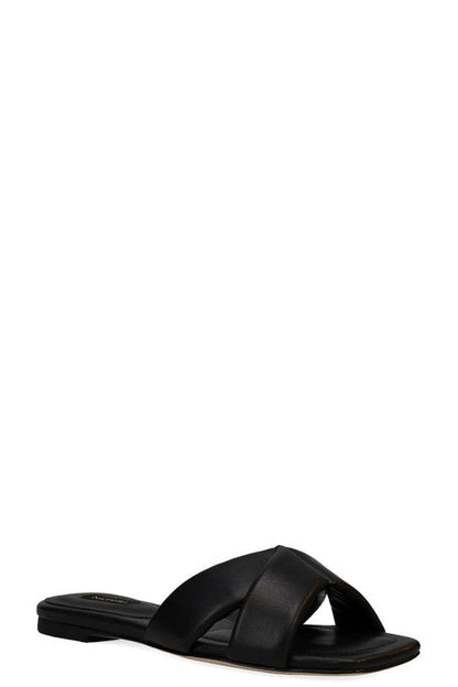 Buy Vitta Nappa Leather Slide Sandals in Black Online Black Natori