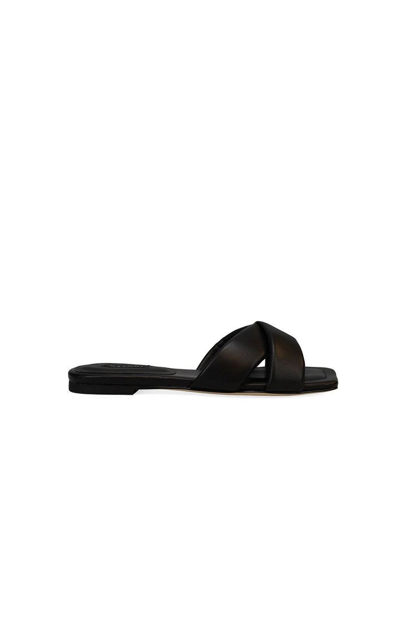 Buy Vitta Nappa Leather Slide Sandals in Black Online Black Natori