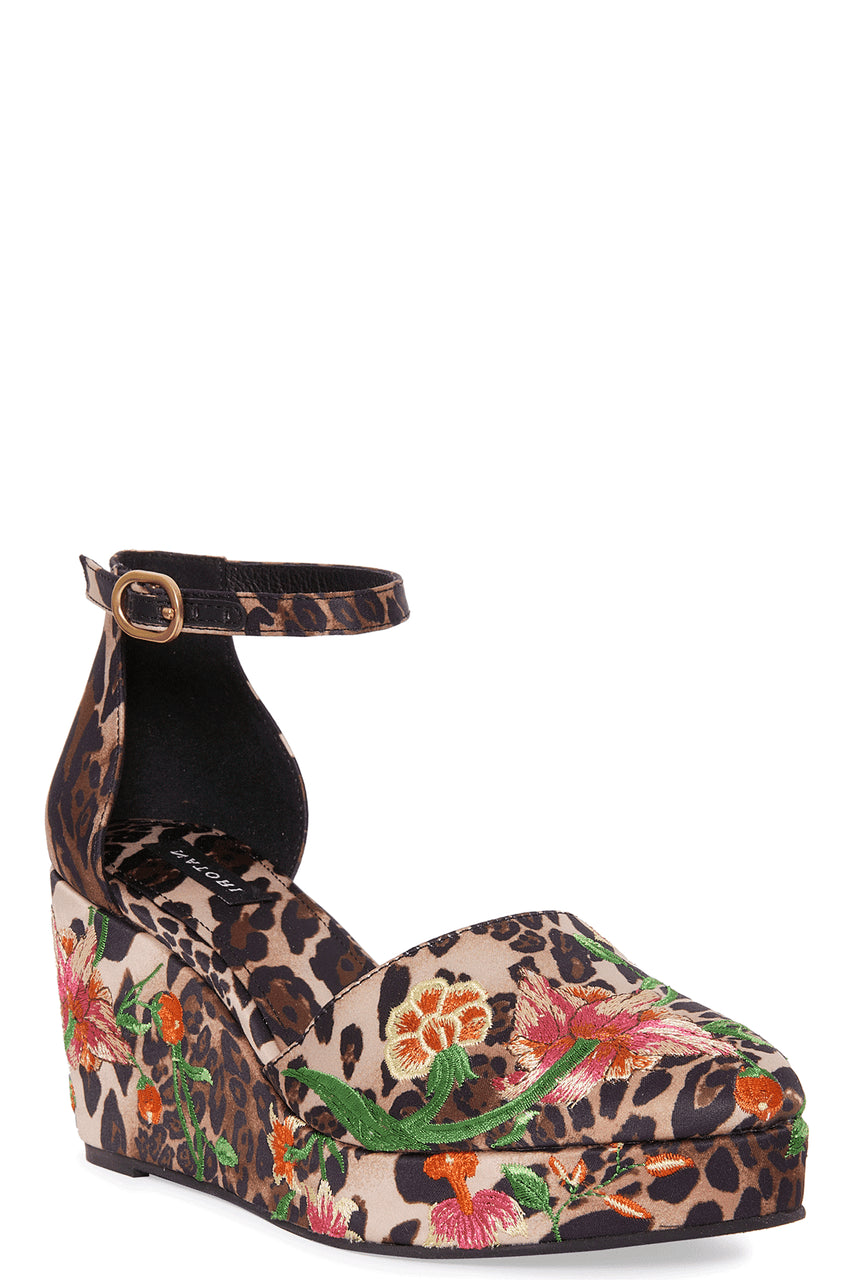 Buy Artsy Chikayo Satin Embroidery Espadrille in Chestnut Online Chestnut Natori