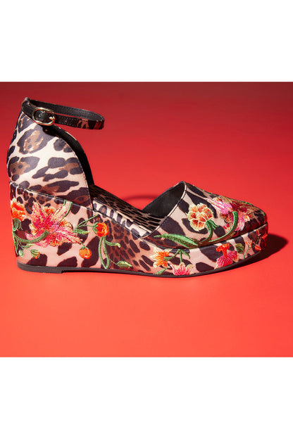 Buy Artsy Chikayo Satin Embroidery Espadrille in Chestnut Online Chestnut Natori