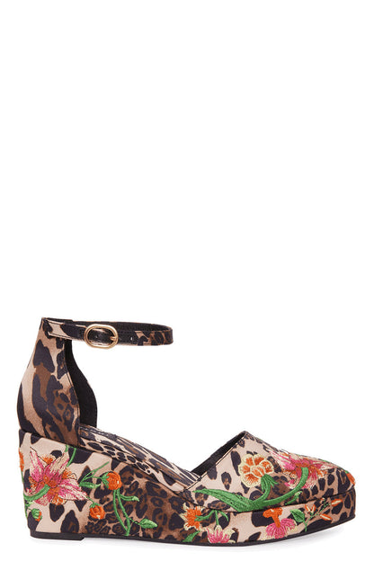 Buy Artsy Chikayo Satin Embroidery Espadrille in Chestnut Online Chestnut Natori