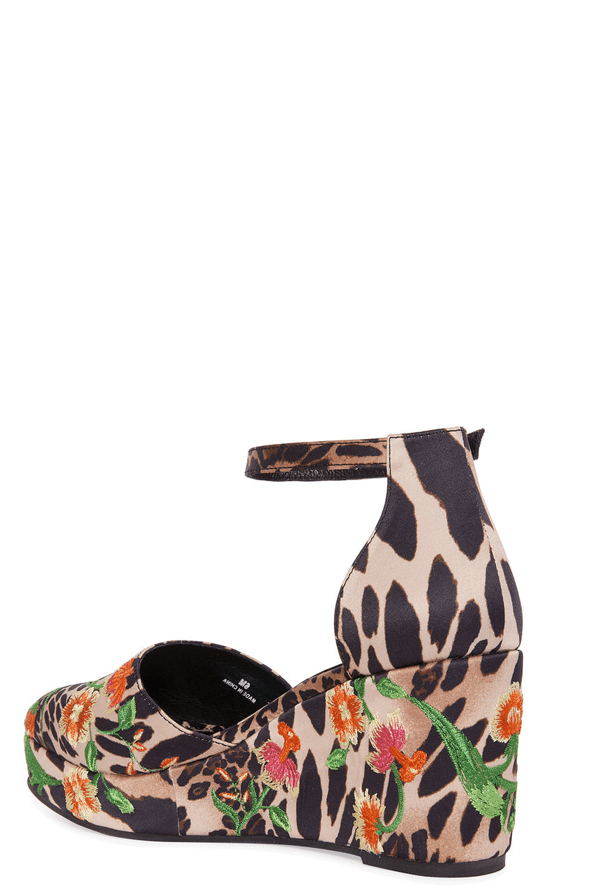 Buy Artsy Chikayo Satin Embroidery Espadrille in Chestnut Online Chestnut Natori