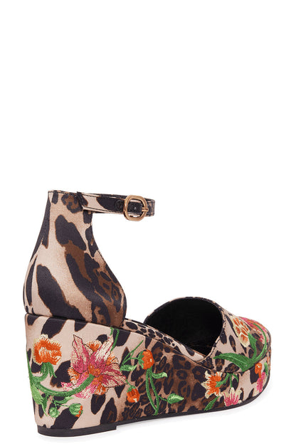 Buy Artsy Chikayo Satin Embroidery Espadrille in Chestnut Online Chestnut Natori