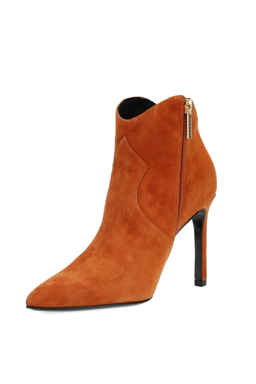 Buy Leiko Suede Heel Bootie in Cognac Online Cognac Natori
