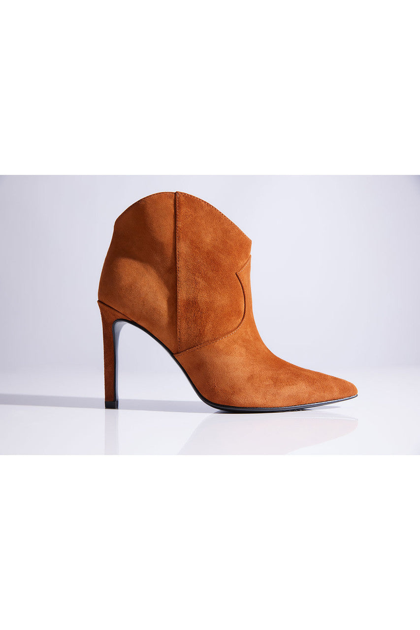 Buy Leiko Suede Heel Bootie in Cognac Online Cognac Natori