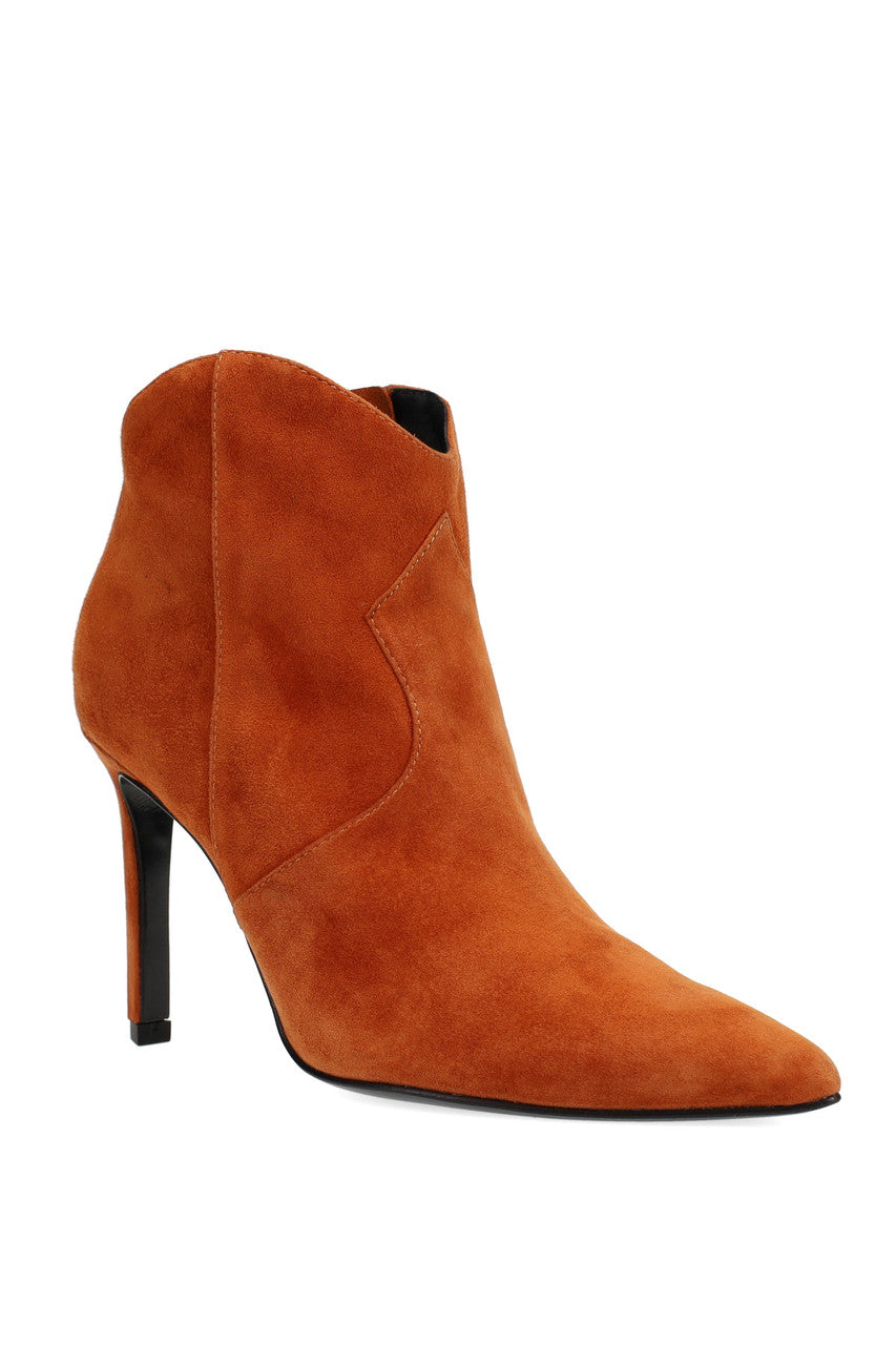 Buy Leiko Suede Heel Bootie in Cognac Online Cognac Natori