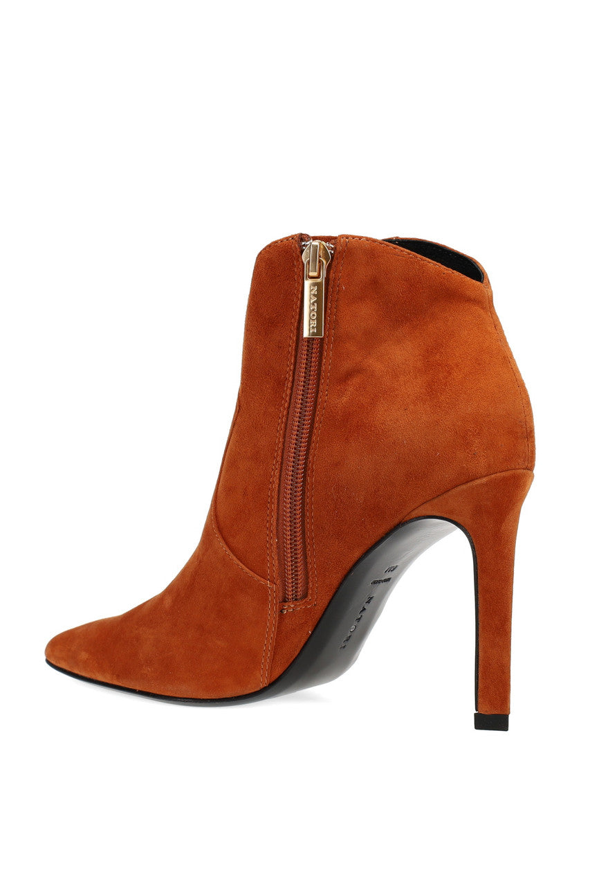 Buy Leiko Suede Heel Bootie in Cognac Online Cognac Natori