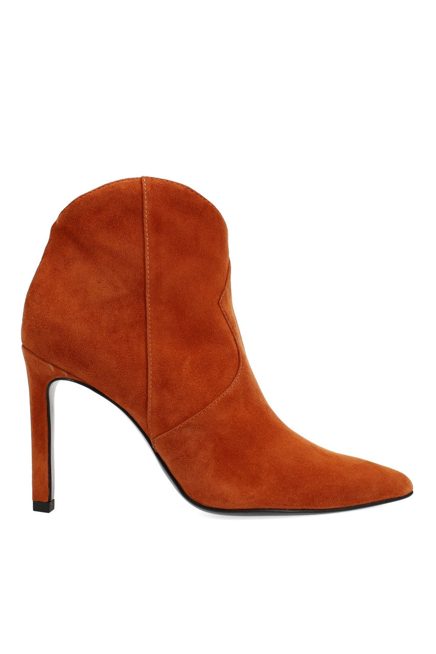 Buy Leiko Suede Heel Bootie in Cognac Online Cognac Natori