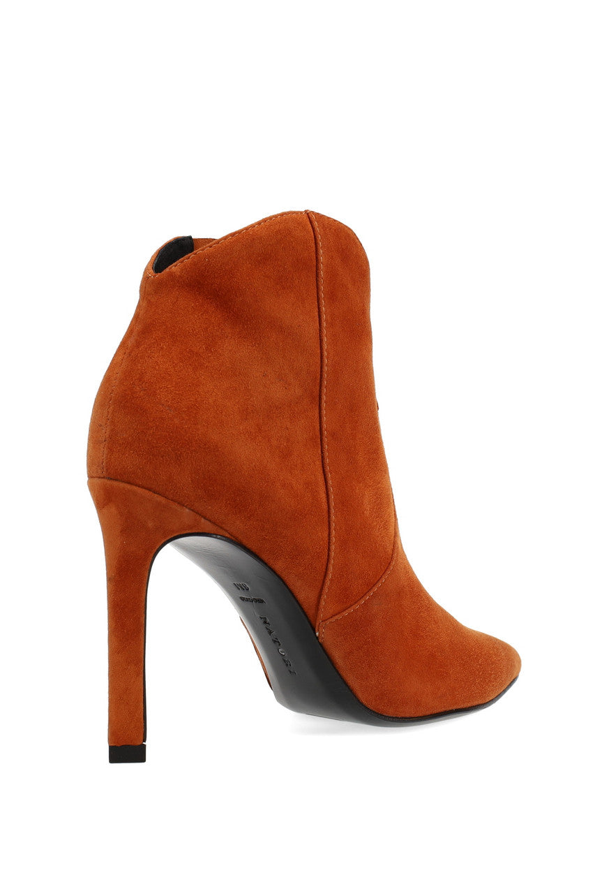 Buy Leiko Suede Heel Bootie in Cognac Online Cognac Natori