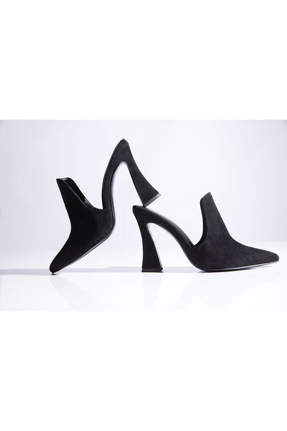 Buy Minh Suede Heel Mule in Black Online Black Natori