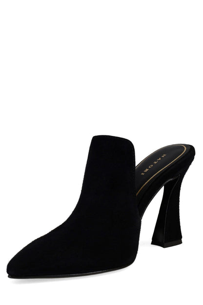 Buy Minh Suede Heel Mule in Black Online Black Natori