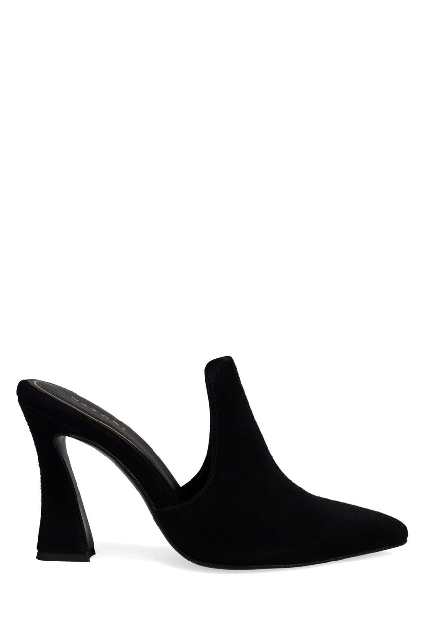 Buy Minh Suede Heel Mule in Black Online Black Natori