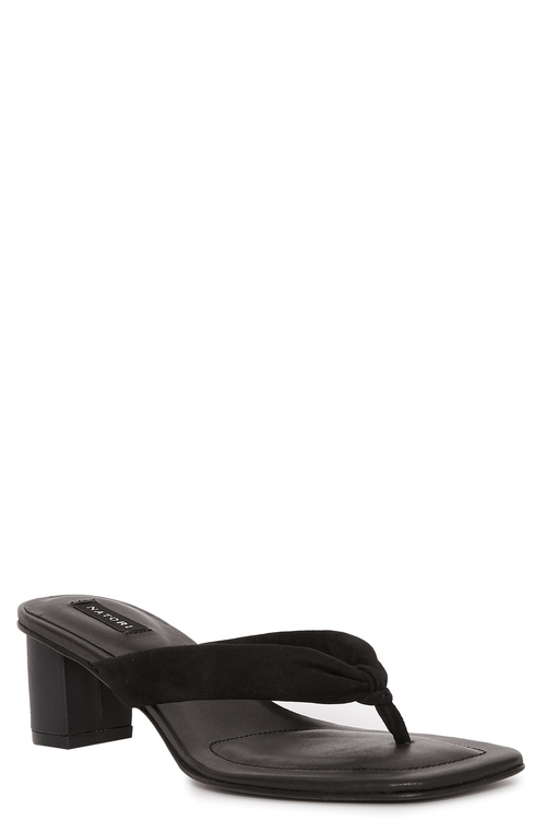 Buy Bay Suede Thong Sandal in Black Online Black Natori