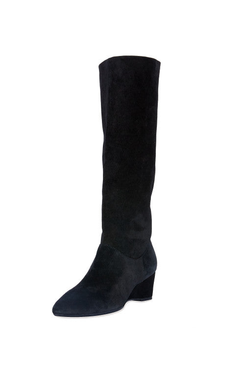 Buy Thrill Suede Contour Wedge Tall Slouch Boot in Black Online Black Natori