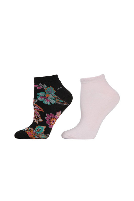 Buy Pop Floral Socks - 2 Pair Pack in Black Online Black Natori