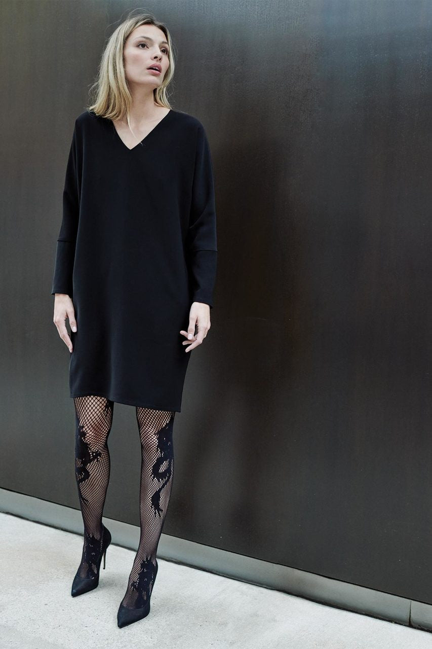 Buy Dragon Toss Net Tights in Black Online Black Natori
