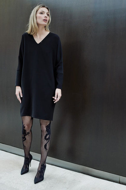 Buy Dragon Toss Net Tights in Black Online Black Natori