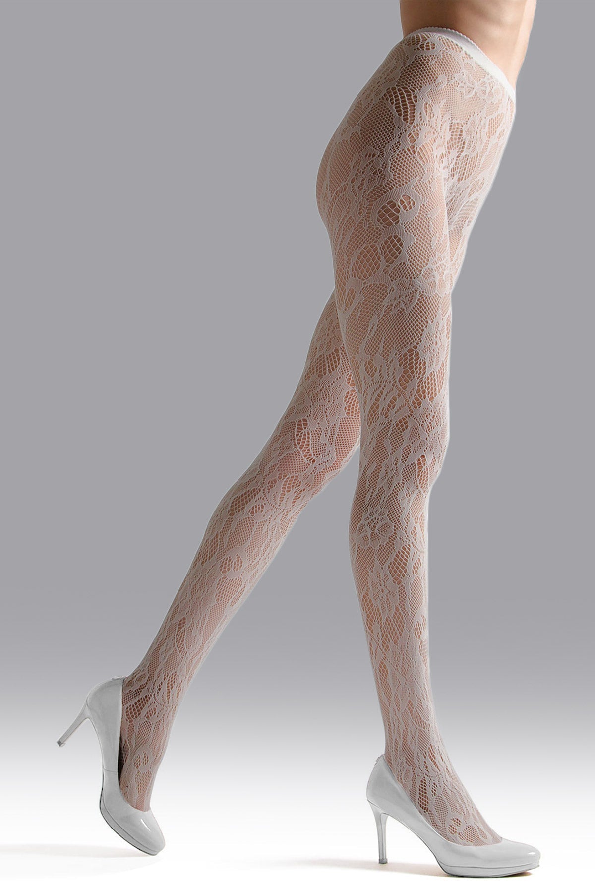 Buy Lace Cut-Out Net Tights in Ivory Online Ivory Natori