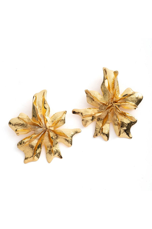 Gold Plated Brass Floral Earrings Gold Natori