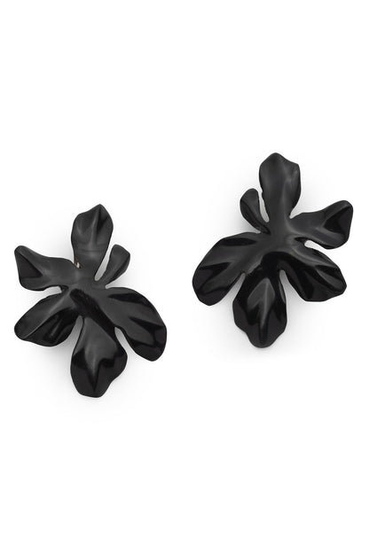 Peony Horn Earrings Black Natori