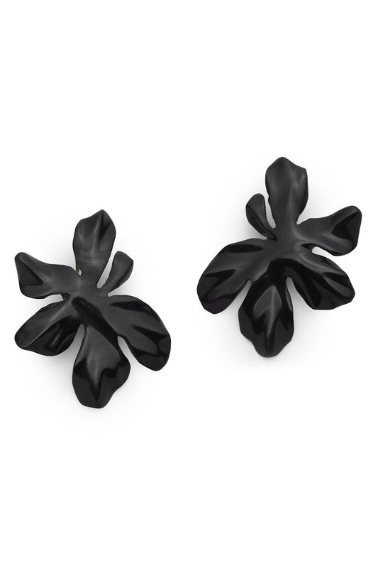 Peony Horn Earrings Black Natori