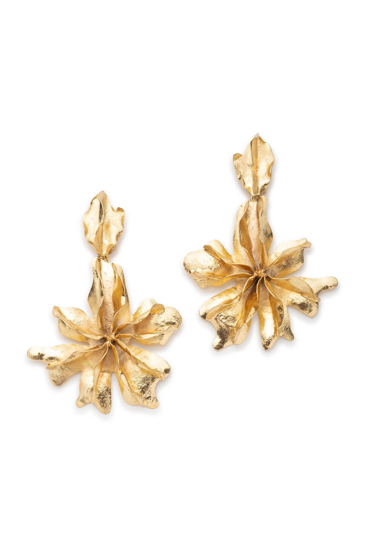 Gold Plated Brass Floral Cuff Earrings Gold Natori
