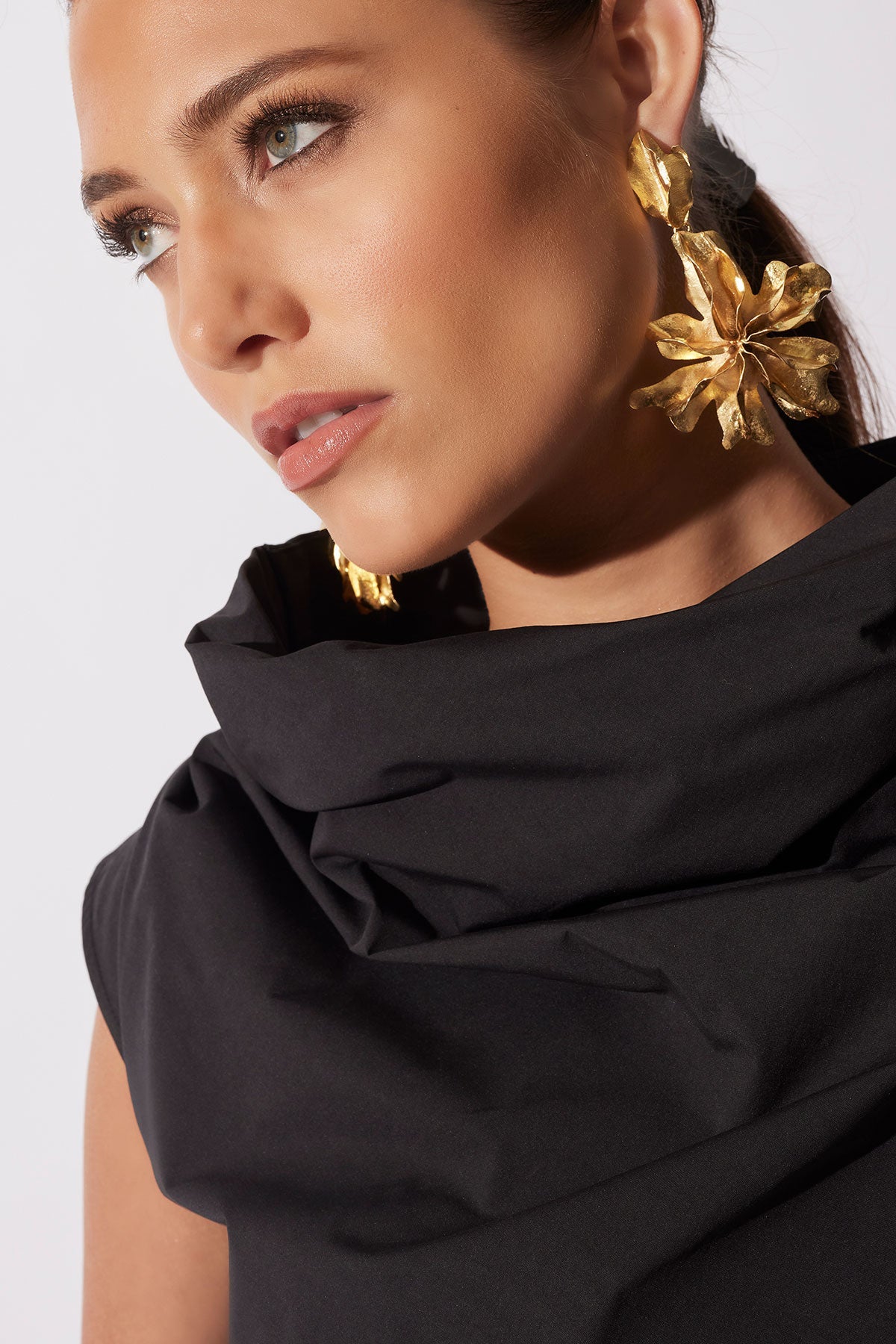 Gold Plated Brass Floral Cuff Earrings Gold Natori