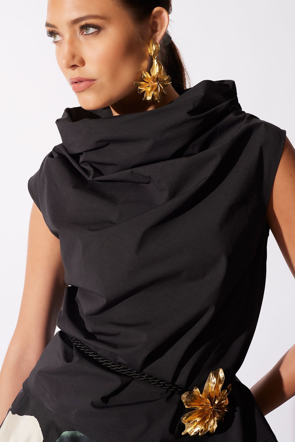 Gold Plated Brass Floral Cuff Earrings Gold Natori