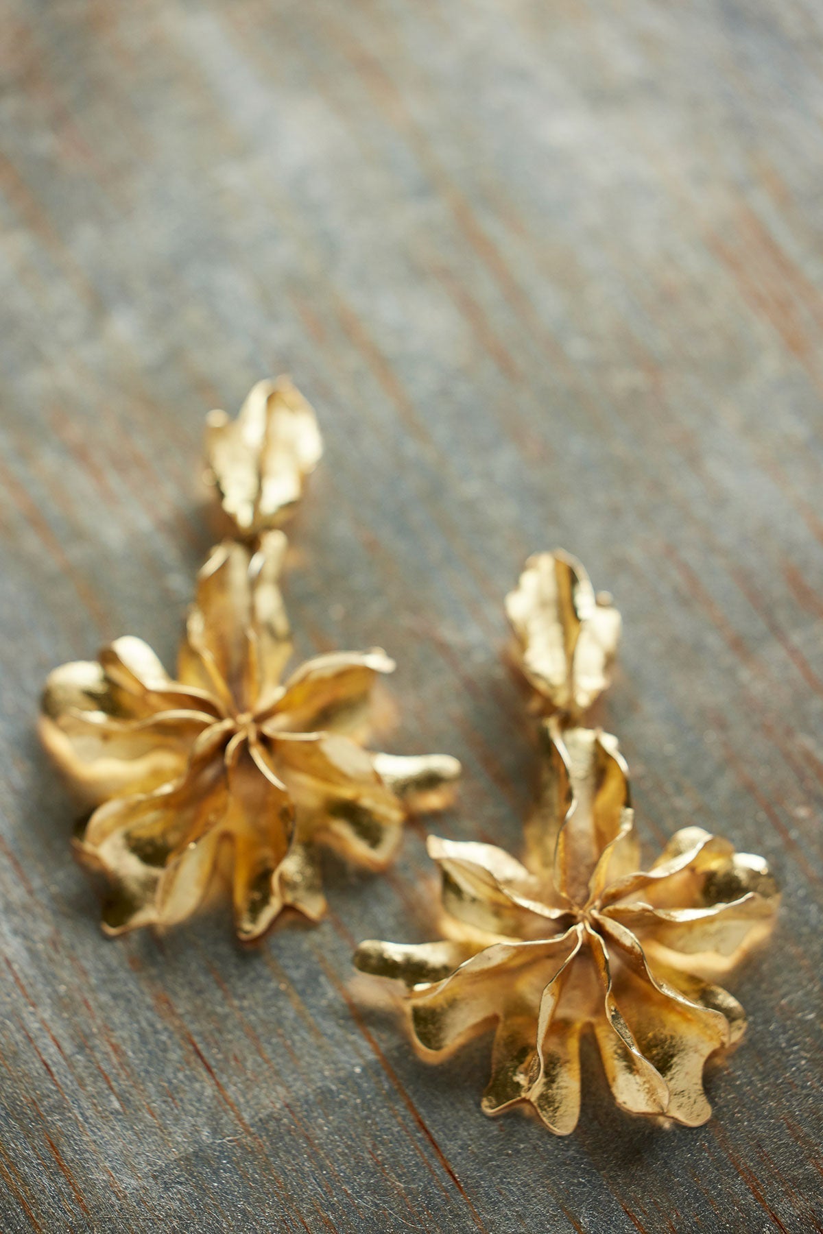 Gold Plated Brass Floral Cuff Earrings Gold Natori